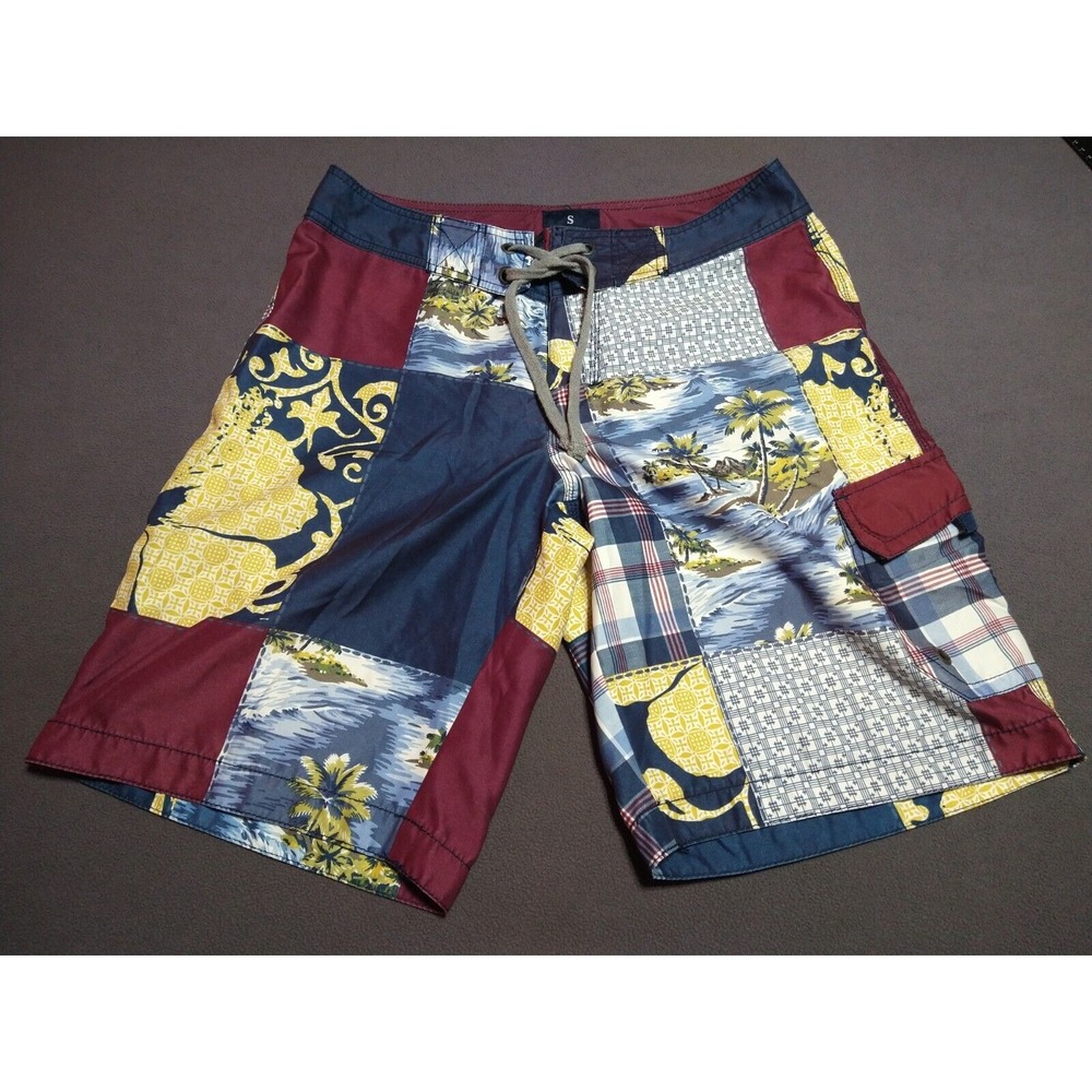 Old Navy Board Shorts Men S W32 Blue Floral Surf Swim Drawstring Beach Vacation